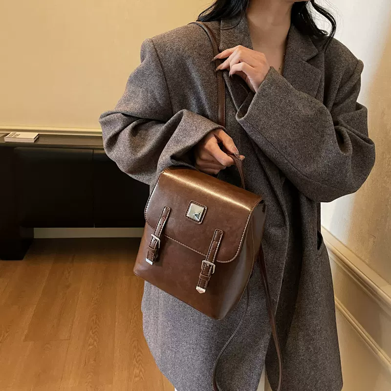 韩版气质小众设计学院风双肩包包2025新款女秋冬女休闲单肩斜挎包