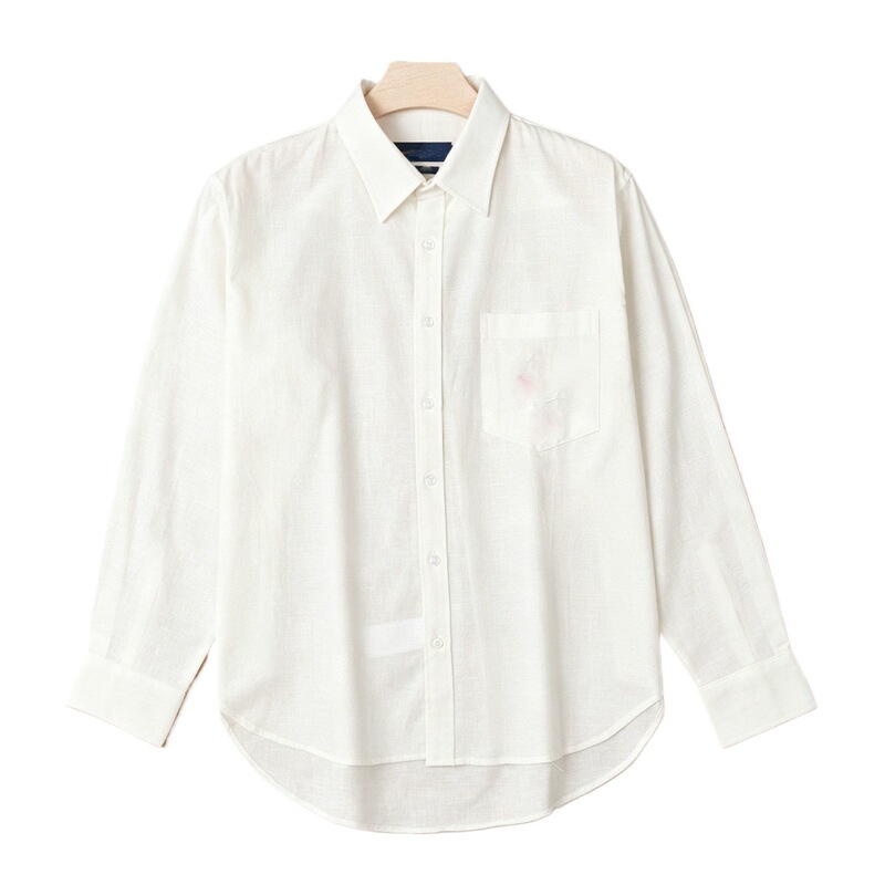 American Women's Casual Style White Cotton-Linen Shirt, Long-Sleeve, Turn-Down Collar, Versatile, Comfortable, Sun-Protective Shirt