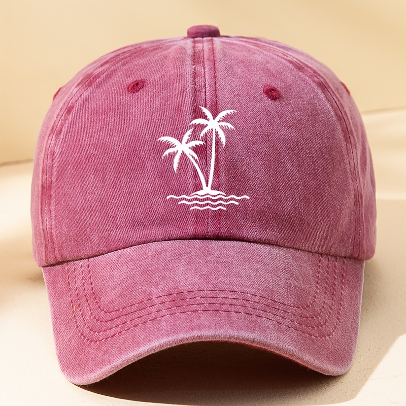 154g Weight Baseball Cap Hats Type Daily Occasion Cotton Material Coconut Tree Pattern Summer, Spring, Autumn Season Unisex Gender Printing Design Simple Style Style Curved Eaves Rim Unisex Simple Style Coconut Tree Printing Curved Eaves Baseball Cap 8