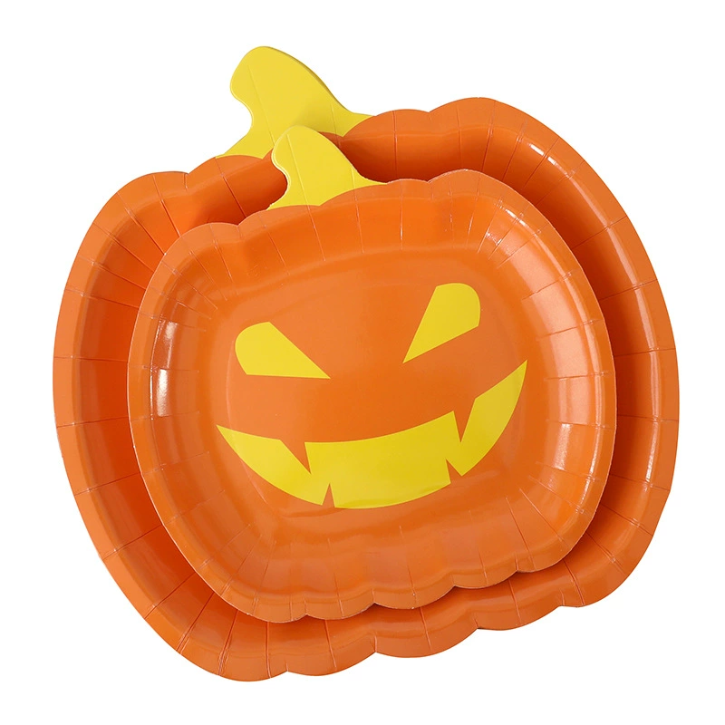 2024 новый Halloween украшение призрак вечеринка тыква призрак лицо бумажная тарелка для стола одноразовые посуды для сервировки