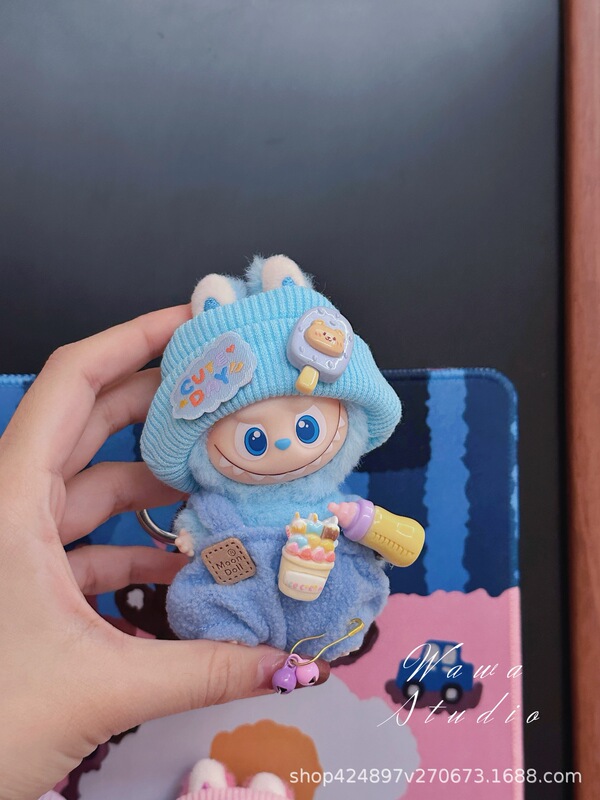 迷你版4.0LABUBU搪胶脸毛绒盲盒玩偶衣服套装小鼻嘎心底密码四代|undefined