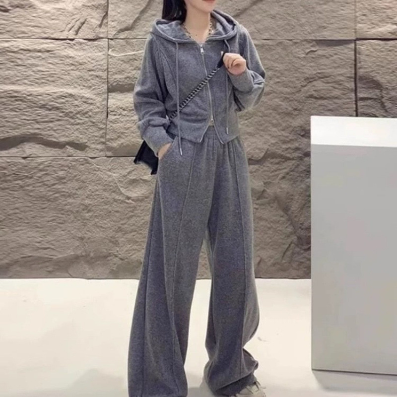 大码胖mm300斤女装秋季休闲运动套装女韩版感拉链外套两件套|undefined