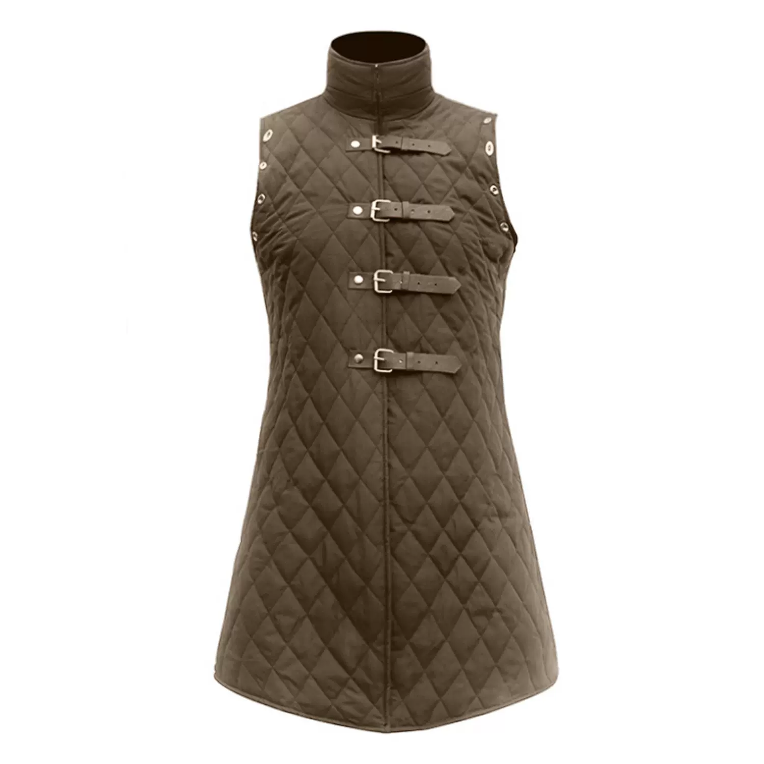 跨境男士棉背心2025中世纪盔甲复古棉服无袖铆钉皮带扣海盗站领夹