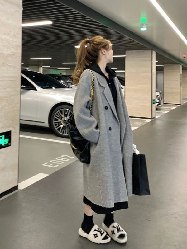 女性用ウールコート 2025 秋冬新作ハイエンド韓国スタイル小柄で超見栄えの良い気質厚いウールコート|undefined