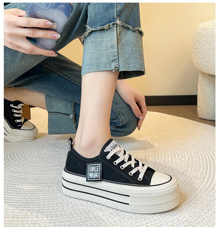 Women's Letter Graphic Platform Canvas Shoes - Image 9
