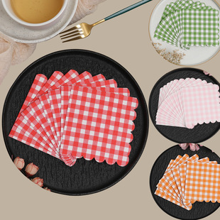 Solid Color Plaid Lace Napkin Birthday Party 250 Three-layer Decorative Supplies Cross-border Disposable Tissue Wholesale