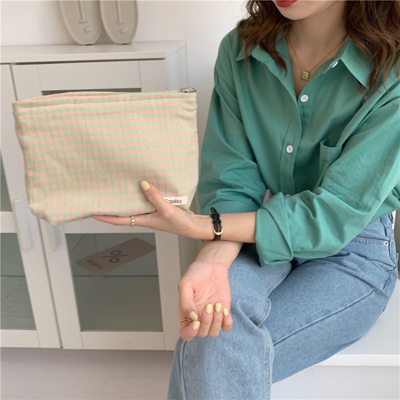 Women's All Seasons Canvas Corduroy Flower Vintage Style Square Zipper Cosmetic Bag display picture 2