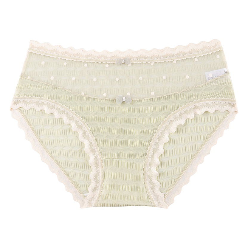 Crema de encaje Niña de hadas arco sin costuras cómodo vaina media cintura encaje ropa interior para mujeres primavera nuevo