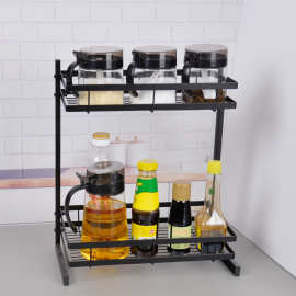 厨房双层厨房置物架调料架收纳架 多功能厨房台面架铁艺置物架