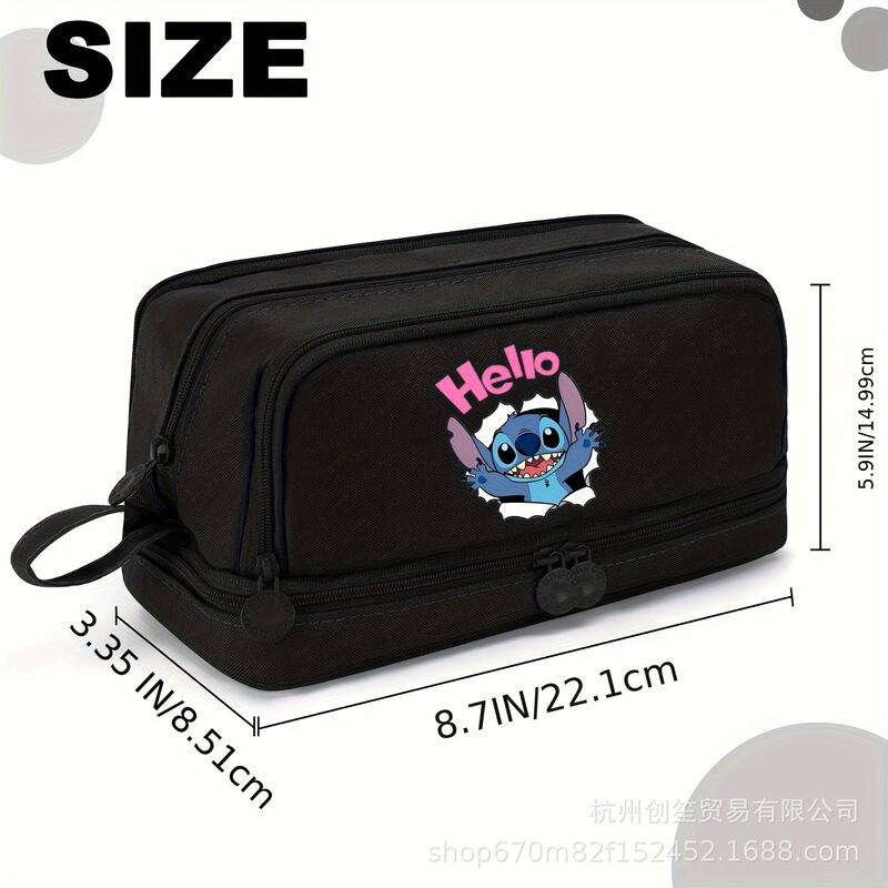 Stitch ペンバッグ 大容量文具収納バッグ 小学生用 二層子供用ポータブル文具バッグ 写真プリント付き|undefined