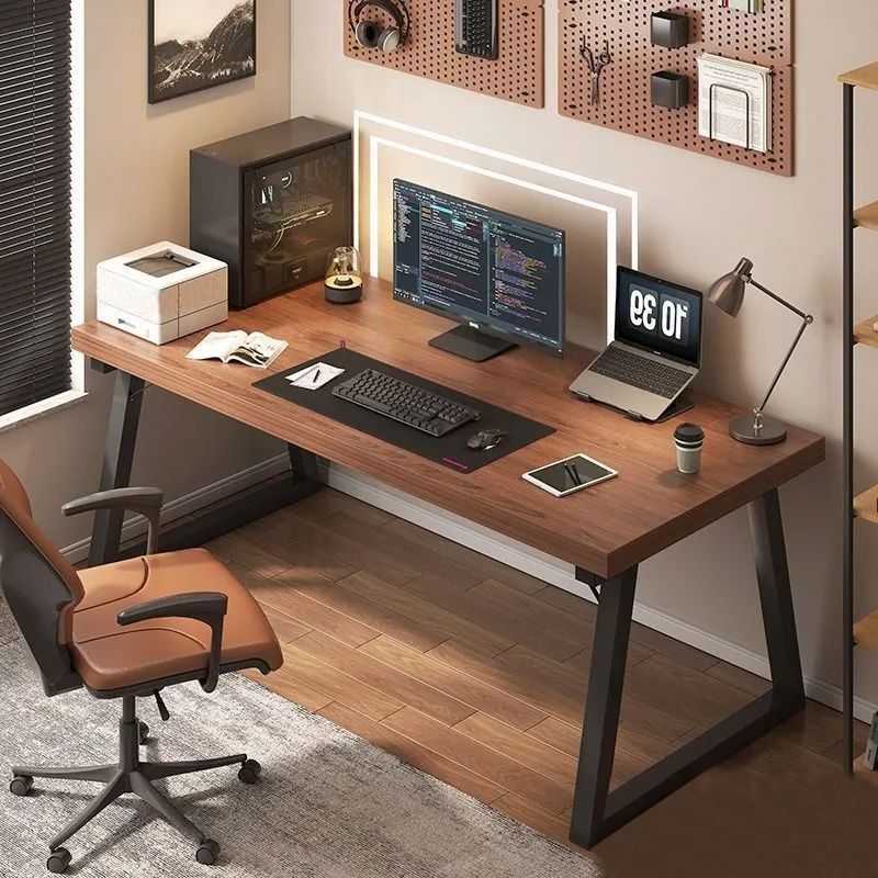 シンプルなデスク、モダンなコンピューターデスク、デスクトップダブルロングデスク、学生ホームシンプルライティングデスク、ワークベンチ|undefined