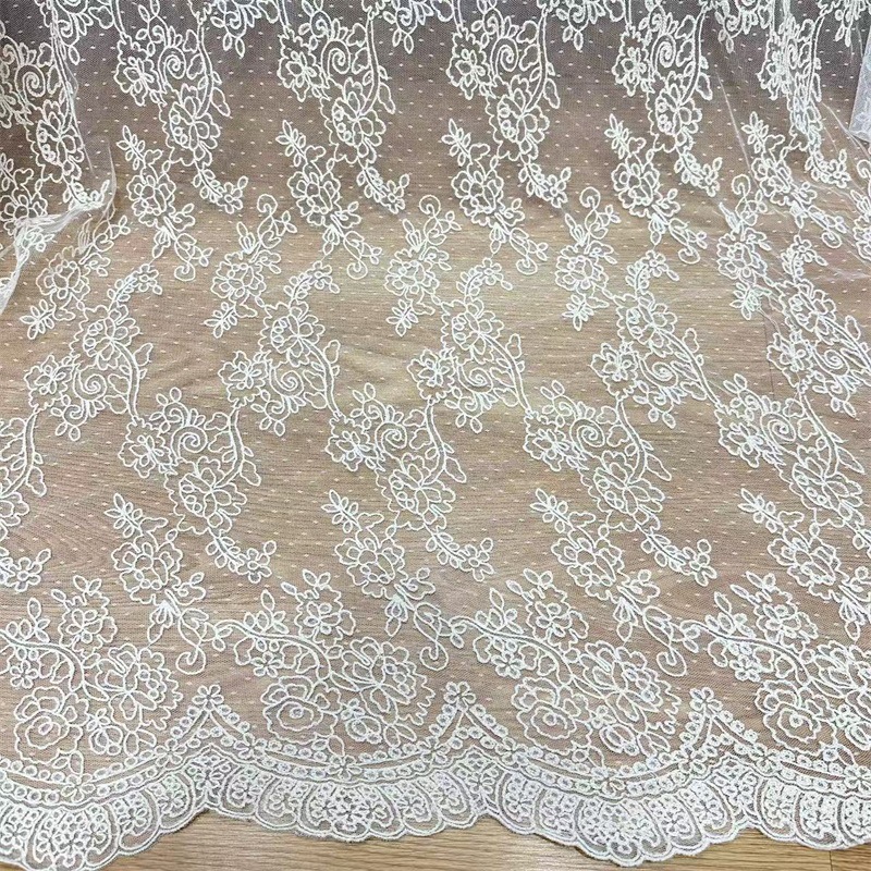 毛巾绣绣花波点刺绣网布面料 复古风服饰女装礼服演出服花边面料