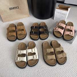 拖鞋女夏外穿时尚2025新款仙女风配裙子高级感厚底一字拖勃肯凉鞋