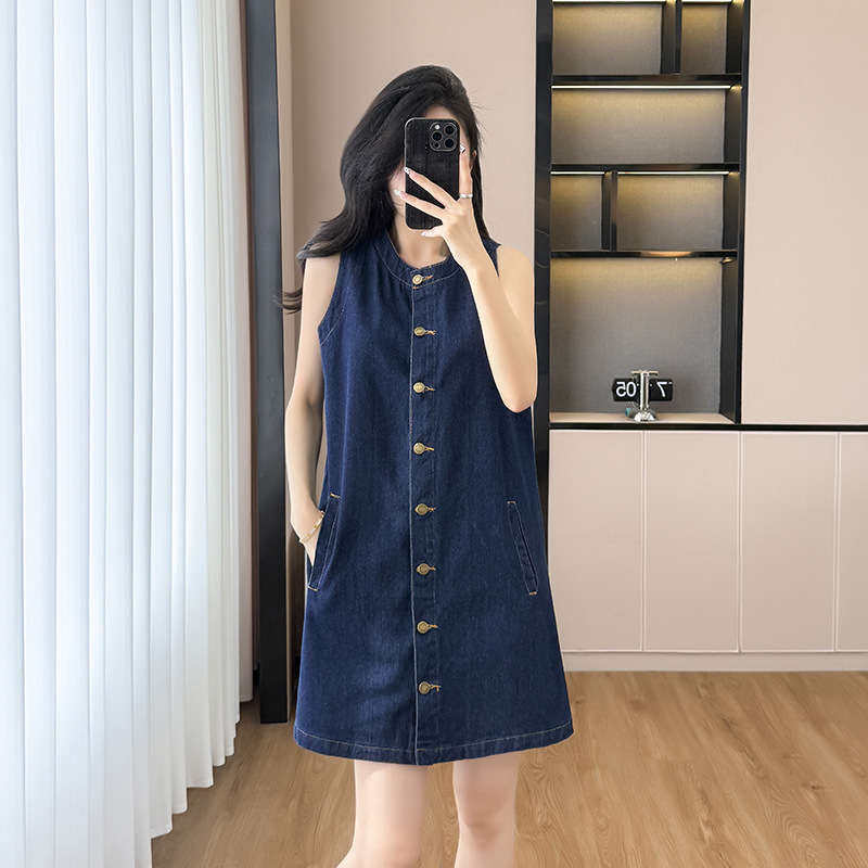 Summer retro design denim fashionable dress sleevless