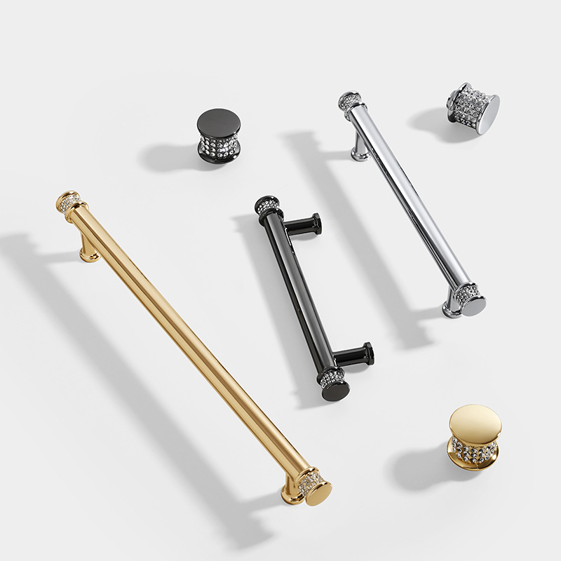 柜门拉手水晶田园锌合金拉手轻奢橱柜衣柜门把手抽屉单孔小拉手