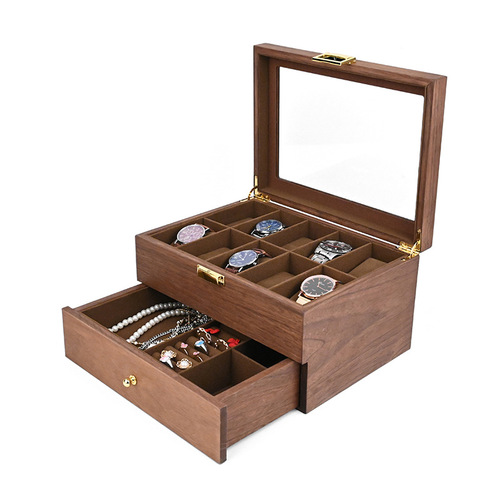Double layer red rosewood watch box retro watch wooden box 20 pieces wooden watch storage display box