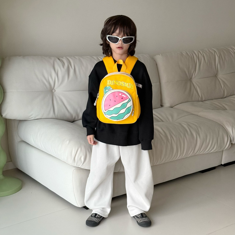 Mochila coreana de letras extranjeras para niños y niñas, mochila de dibujos animados, fruta, sandía, mochila de bebés, nueva mochila de niños de comercio exterior