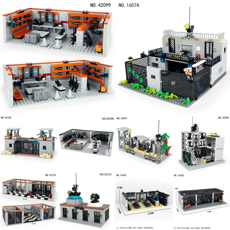 25 Military Building Block Base Scene Command Prison Model Small Particle Assembly Toys Meigao Cross-Border Wholesale