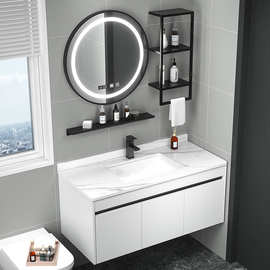不锈钢浴室柜组合轻奢洗漱台现代简约陶瓷盆洗手台卫生间智能镜子