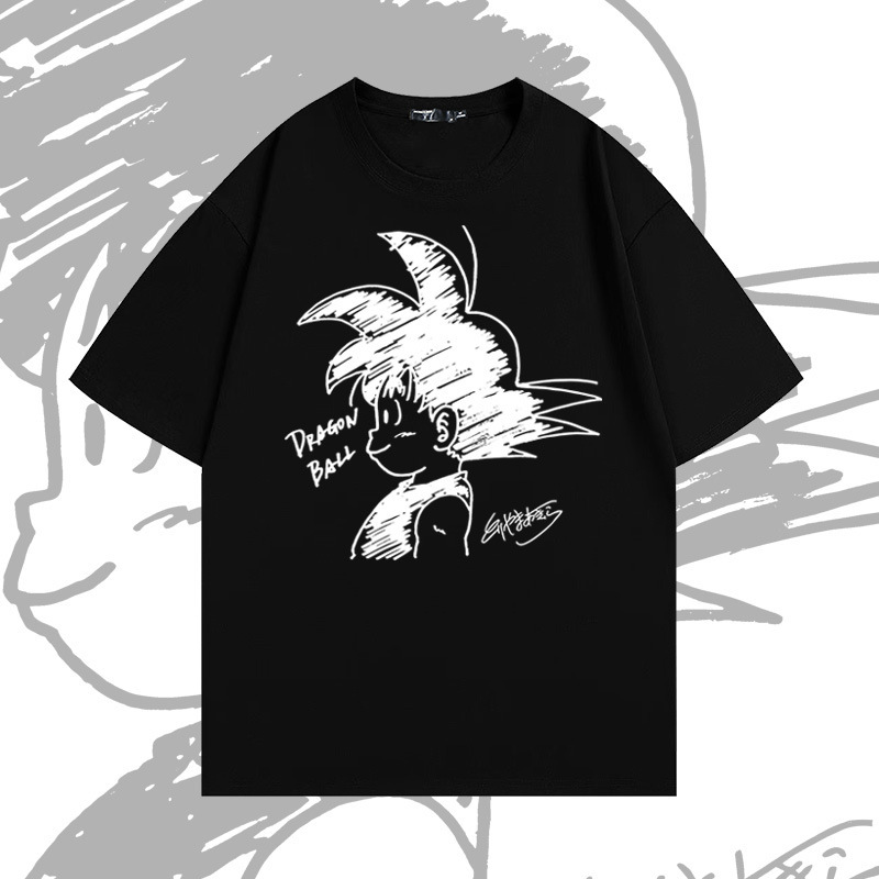 Dragon Ball little Wukong cotton short-sleeved T-shirt student men's and women's summer fashion brand loose off-shoulder half-sleeve top