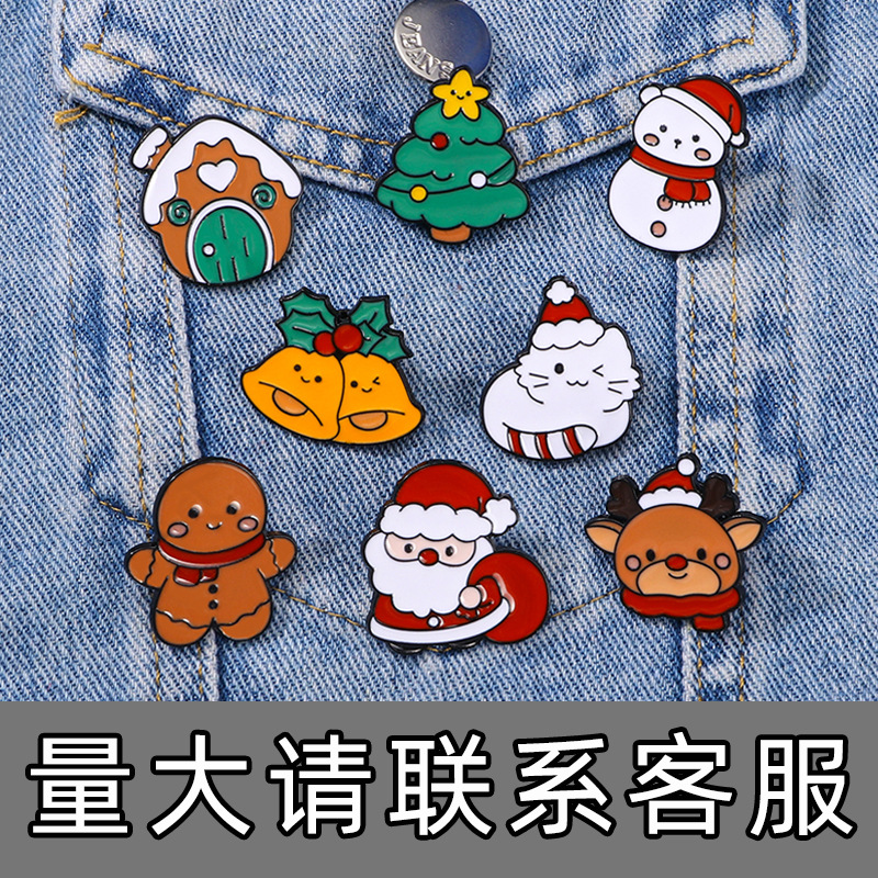 Broche de Navidad insignia de aleación caricatura adorable Santa Fe Navidad decoración de mochila escolar