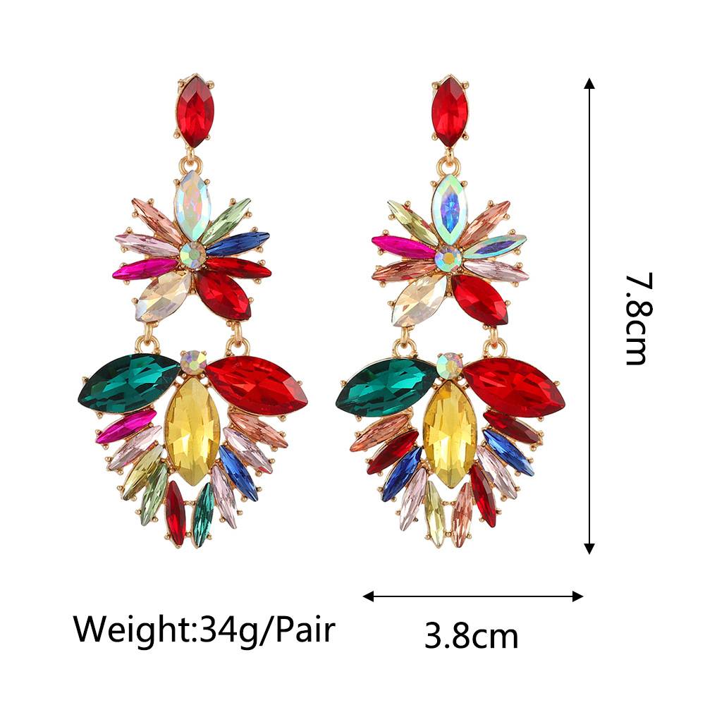 Rétro Style Ethnique Fleur Métal Placage Incruster Pierres Précieuses Artificielles Femmes Boucles D'oreilles display picture 1