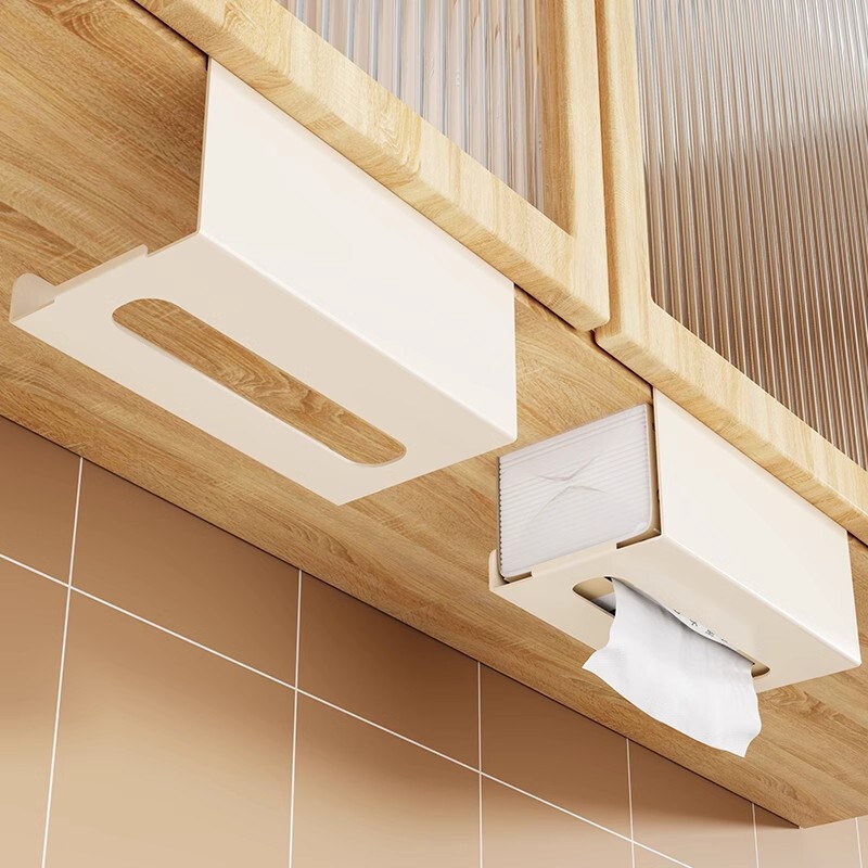 Kitchen Paper Towel Holder Paper Rack under the Cabinet Upside down Hanging Face Towel Storage Storage Paper Box Wall Hanging Paper Towel Box