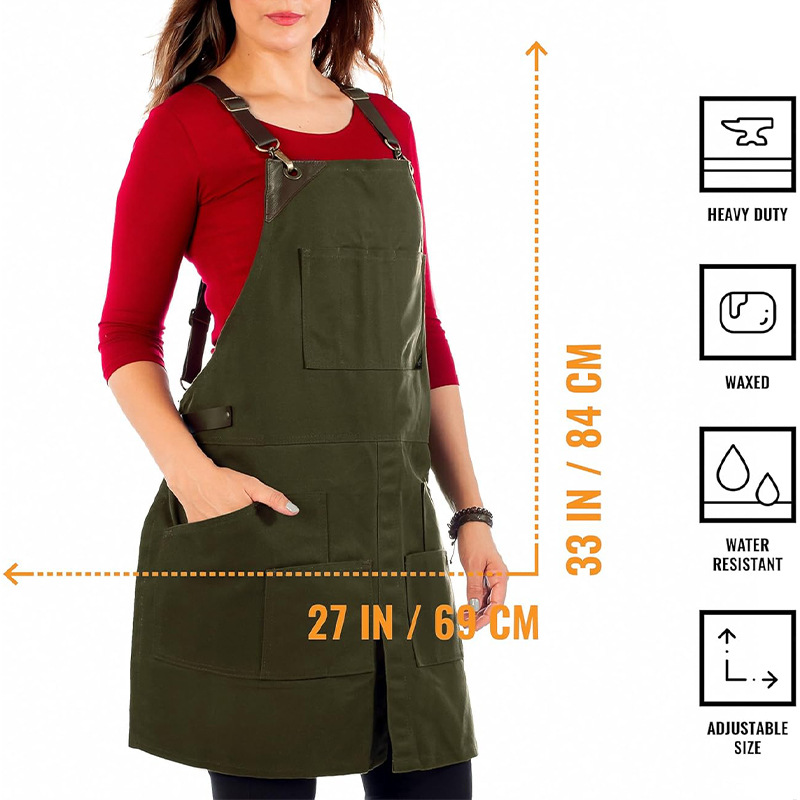 Transfronterizo Amazon engrosamiento lona delantal logotipo personalizado tienda de barbacoa estilista ropa de trabajo fábrica de delantales al por mayor