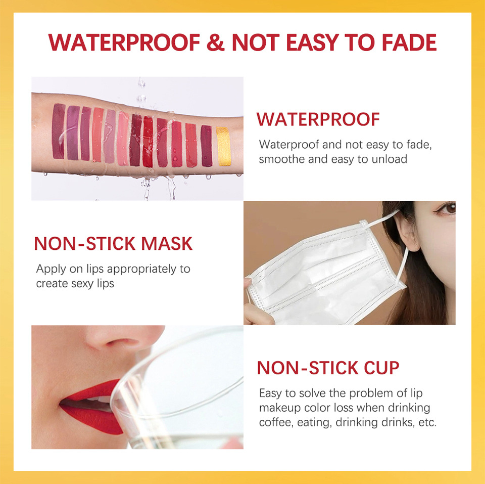 Cross-border lakerain Gold Lip gloss Matte non-Stick Cup Lip gloss Lipstick Three-piece set undefined