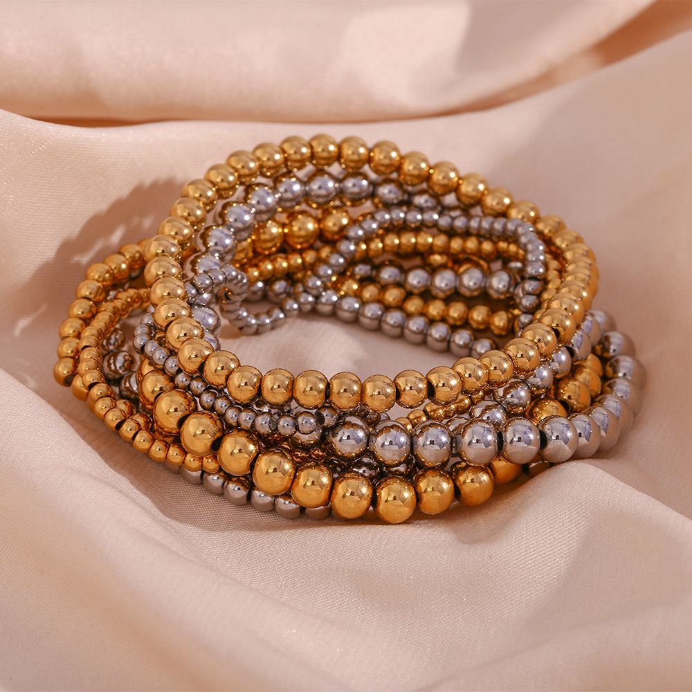 27g Weight Bracelets Classification 316L Stainless Steel Chain Material 1 Piece Quantity Anniversary, Party, Street Occasion 316L Stainless Steel Material Geometric Pattern Women's Gender Lady Style Waterproof Non Tarnish, Surgical Steel, Beaded, Plating Craft 316L Stainless Steel Geometric Waterproof Non Tarnish Surgical Steel Lady Bracelets For Women's 3