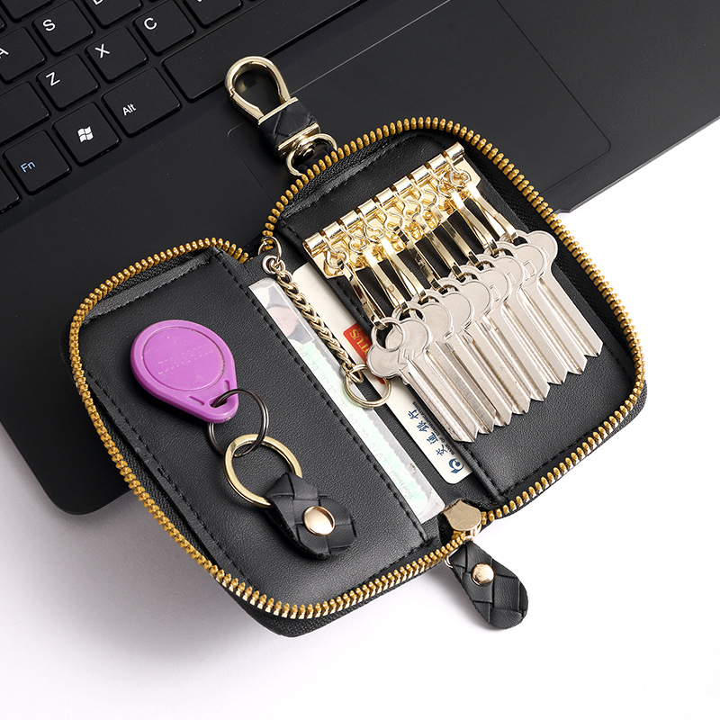 Knit Car Key Card Holder Large Capacity Zipper Waist Key Bag Car Home Integrated Key Storage Bag