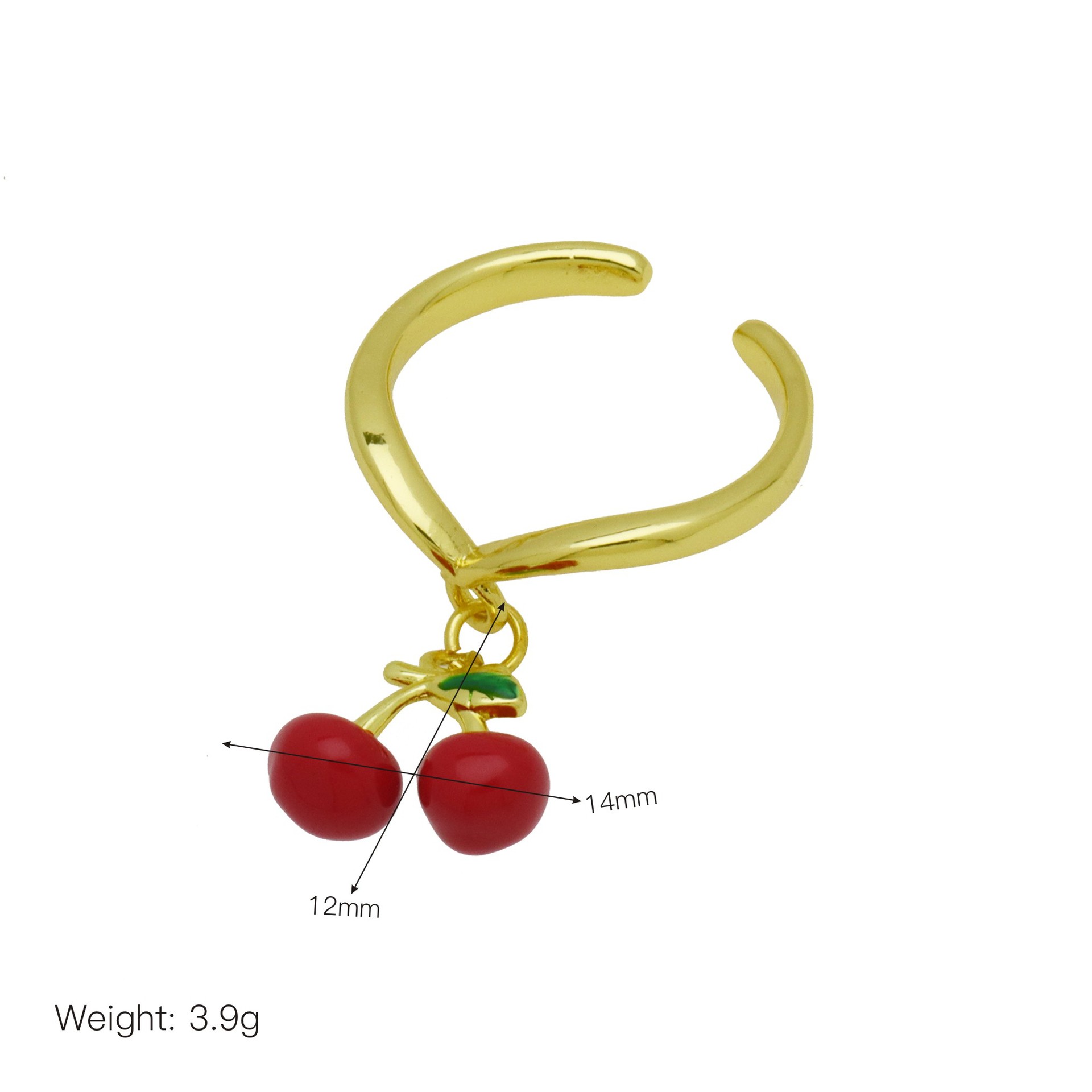 6g Weight Multi Charms Necklace, Open Rings Classification Adjustable Ring Size 1 Piece Quantity Daily Occasion Copper Material Cherry, Heart Shape, chili Pattern All Seasons Season Women's Gender Enamel Design Cute Style Wholesale Jewelry Cute Cherry Heart Shape Chili Copper Enamel Multi Charms Necklace Open Rings 3