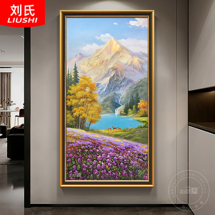 Rizhao Jinshan American Hand-painted Oil Painting Home Entrance Decorative Painting Landscape Landscape Living Room Vertical European Painting