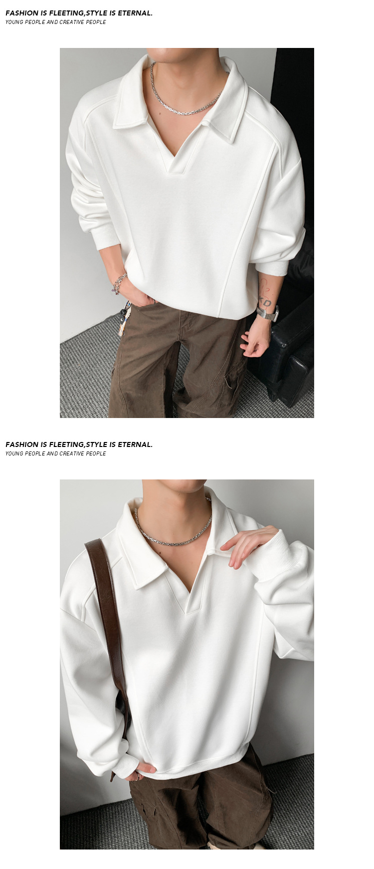 Felpa grigia mezza zip stile old money unisex a maniche lunghe_voghion.com