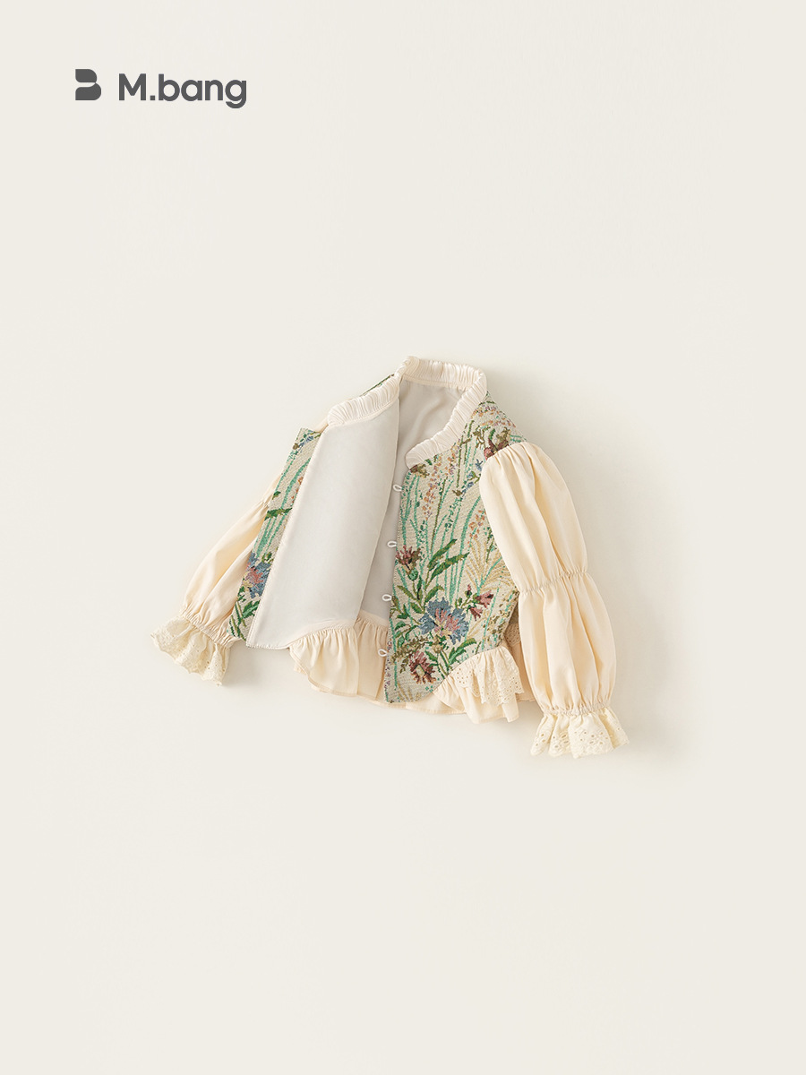 Youbao ropa de otoño para niños niñas bordadas retro falsas dos camisas de manga larga de niñas estilo nacional ropa china para niños