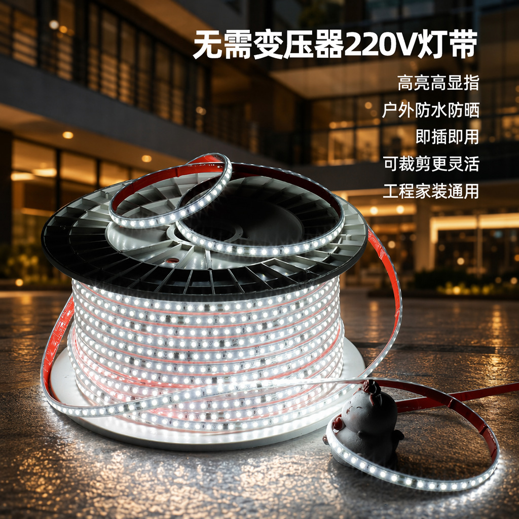 DC 220伏直插电防水灯带灯条户外栏杆线跨境室外发光110V灯条