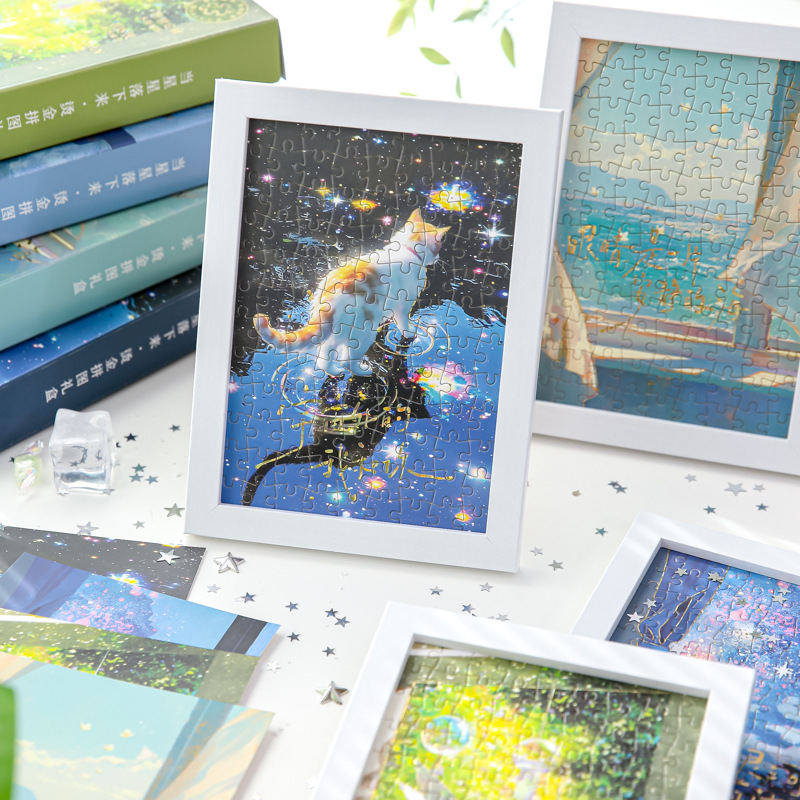 Caja de regalo de rompecabezas de bronceado Mr. Paper Cuando caen las estrellas, contiene marcos de fotos, decoración, rompecabezas de escritorio, adornos de bricolaje