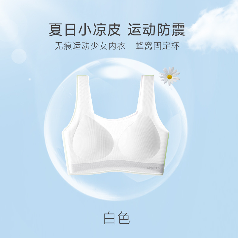 中学生・高校生 12～16歳 シームレスブラジャー 下着 女の子 発育期 アイスシルク 軽量ブラベスト|undefined