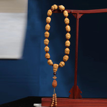 芭比檀香实木质雕刻十八罗汉佛珠手串男檀香木19颗念珠手链长手持