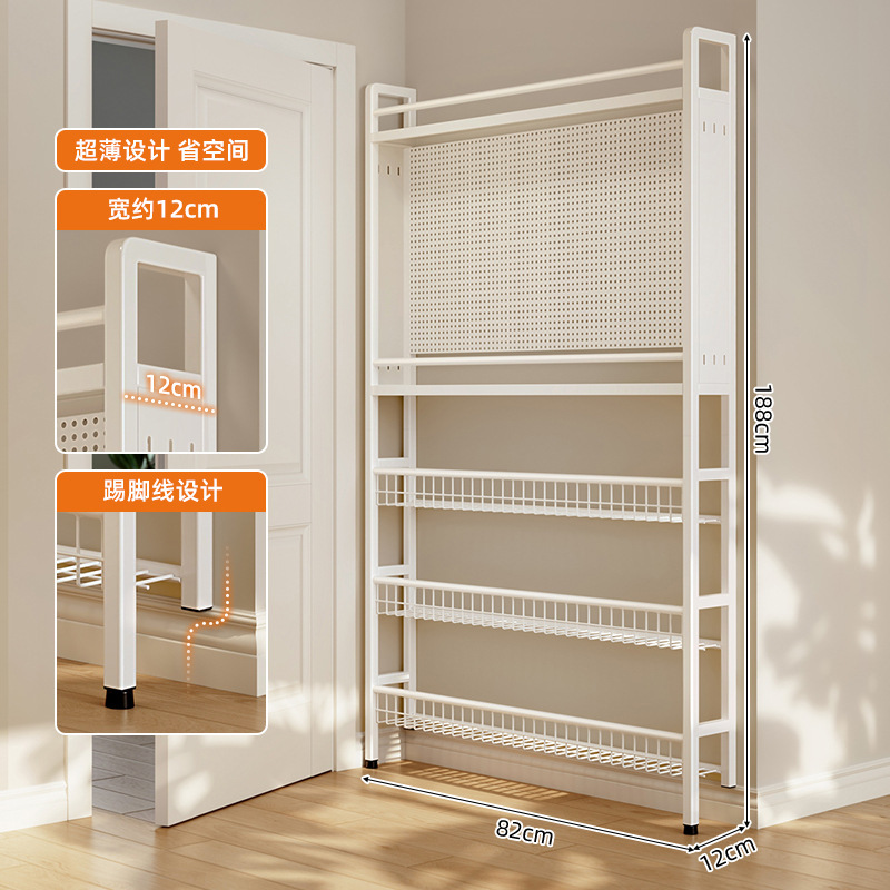 Tablero de agujero trasero de la puerta de la cocina Estante ultrafino de condimentos Estante de disposición de utensilios de cocina contra la pared