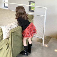 女童秋冬新款tutu半裙洋气格纹蓬蓬裙蛋糕小短裙背心打底衫套装