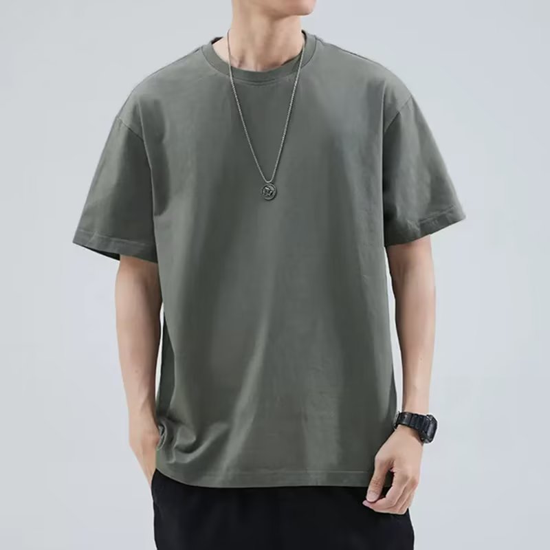夏の新作半袖ルーズTシャツメンズトレンディカジュアル半袖トレンドTシャツボトリングシャツ五分袖トップ|undefined