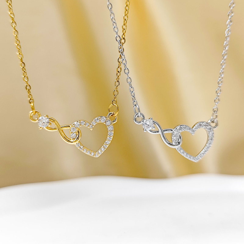 Amazon's Hottest Unlimited Heart-Shaped Necklace European and American Personalized Simple Heart Versatile Clavicle Chain Design Jewelry