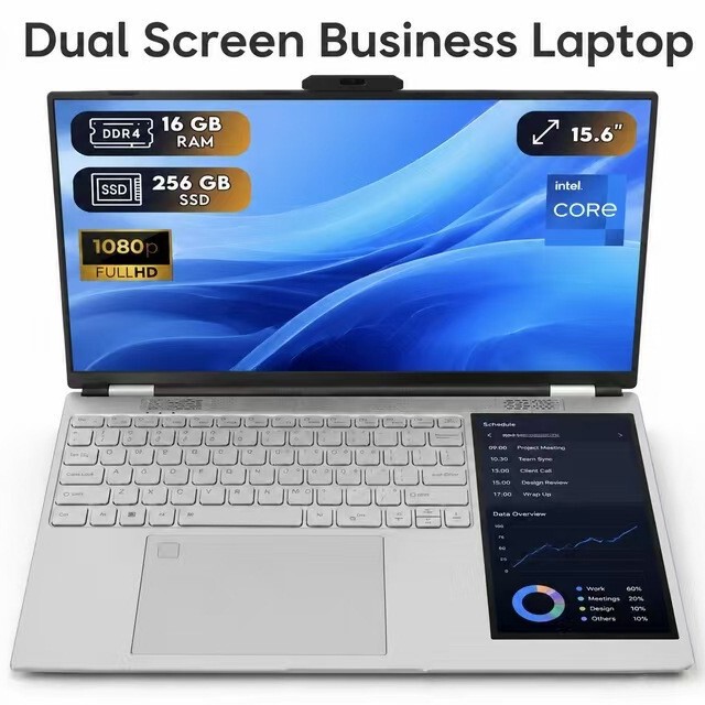 Factory Cross-Border Wholesale 15.6inch + 7inch Dual-Screen N95 Business and Study Metal Laptops