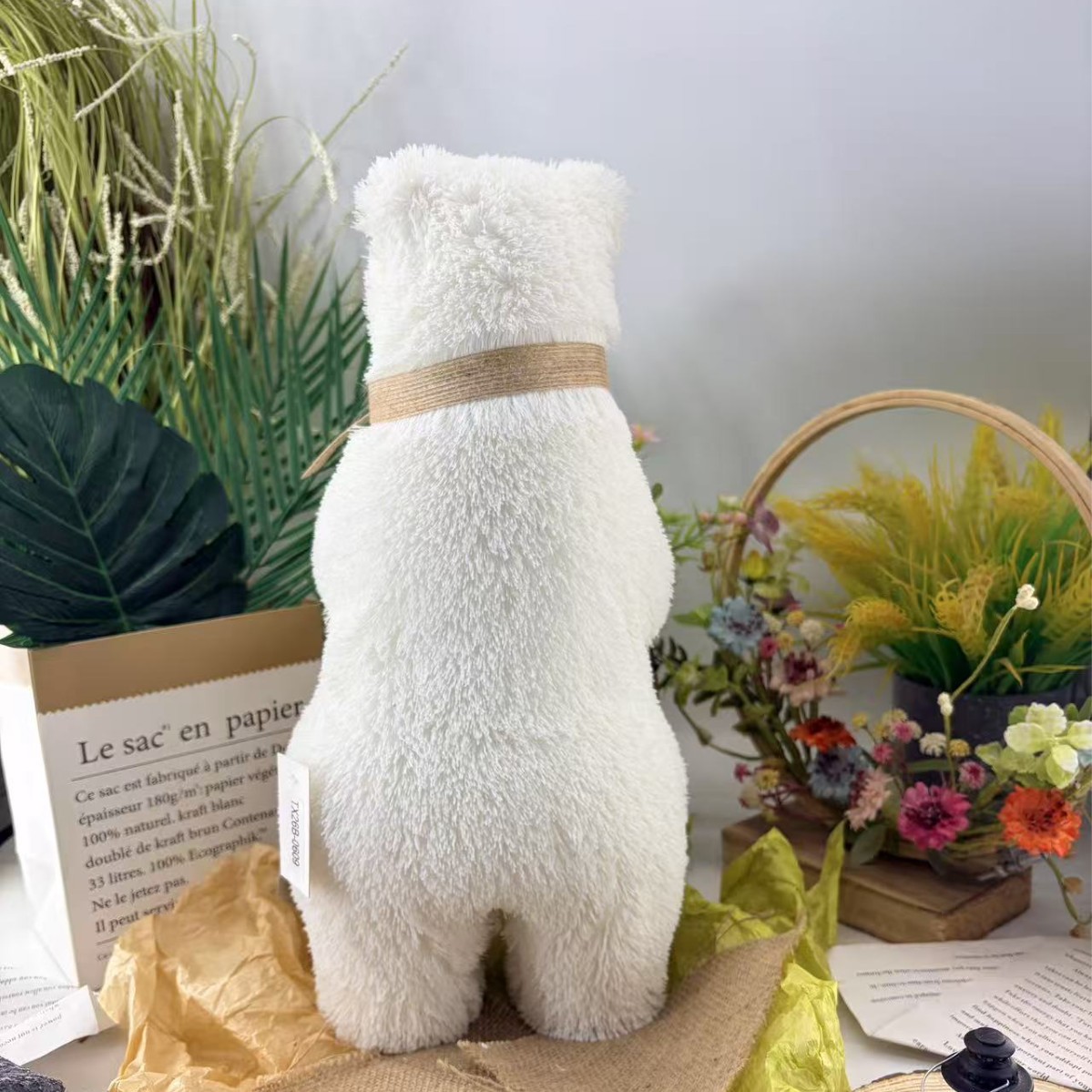 Cintas marrones de hoja verde de mano oso blanco artesanías de Navidad decoraciones en línea decoraciones de tiendas del hogar al por mayor image 4