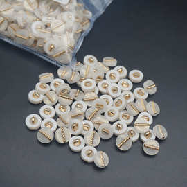 现货树脂圆形金属带脚金色手缝扣  女式衬衣开衫纽扣电镀合金扣子