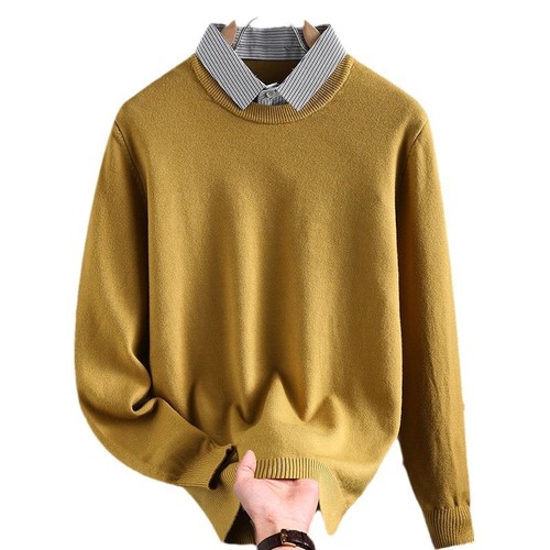 Men's 2024 Business Warm Autumn/Winter Knit Top with Pseudo Double-Sleeve Sweater