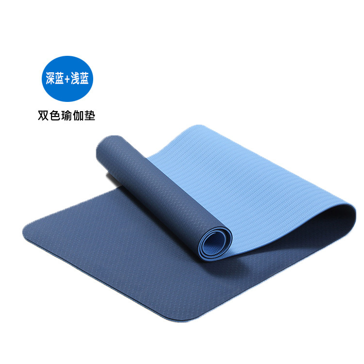 Fabricantes de stock al por mayor TPE mat de yoga de dos colores 183 * 61 * 0.6 mat de ejercicios deportivos de danza portátil mat