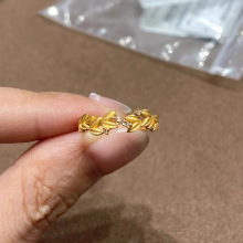 爆闪复古桂花戒指女气质新中式锆石可调节指环精致月桂女神食指戒