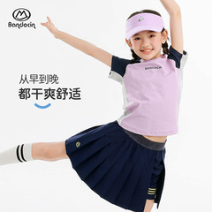 ハーフデグリーレジャーガールズスポーツ速乾服夏薄手スタイル2025新しい子供の夏半袖Tシャツトレンディ